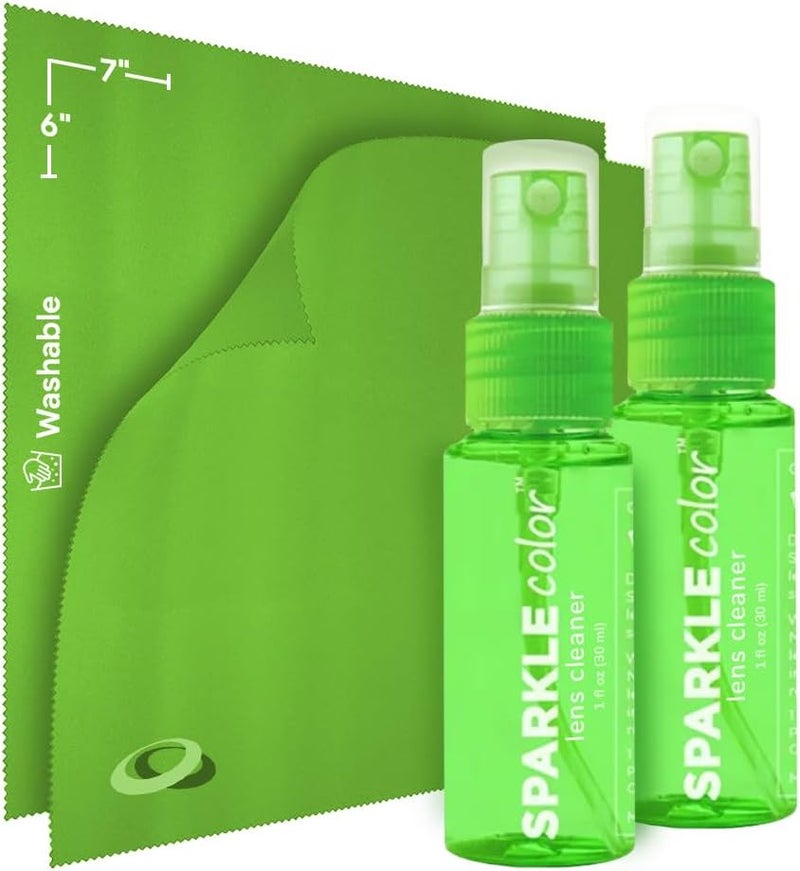 OPTIPAK Sparkle Anti-Reflective Safe Lens Cleaner Spray Kit - (2) 1oz Glasses Cleaner Bottle & (2) Microfiber Cloth for Eyeglasses, Sunglasses, Lenses, Screens and Camera Cleaning Kit (4 Piece Set) - Image 1